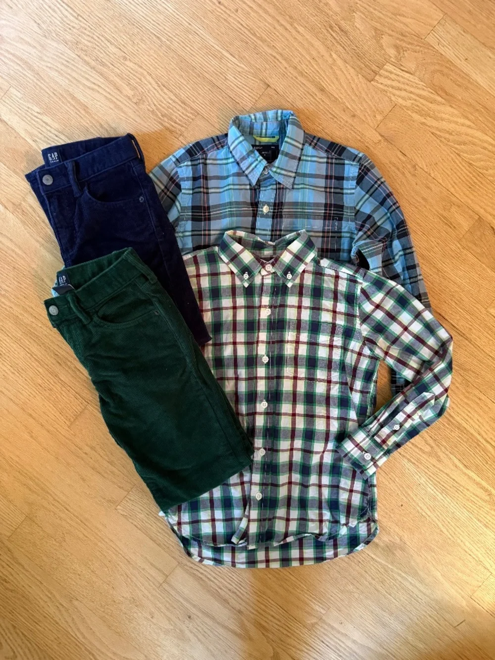GAP Boys Size 8 Fall Clothing Bundle • Plaid Shirts & Corduroy Pants • Preppy